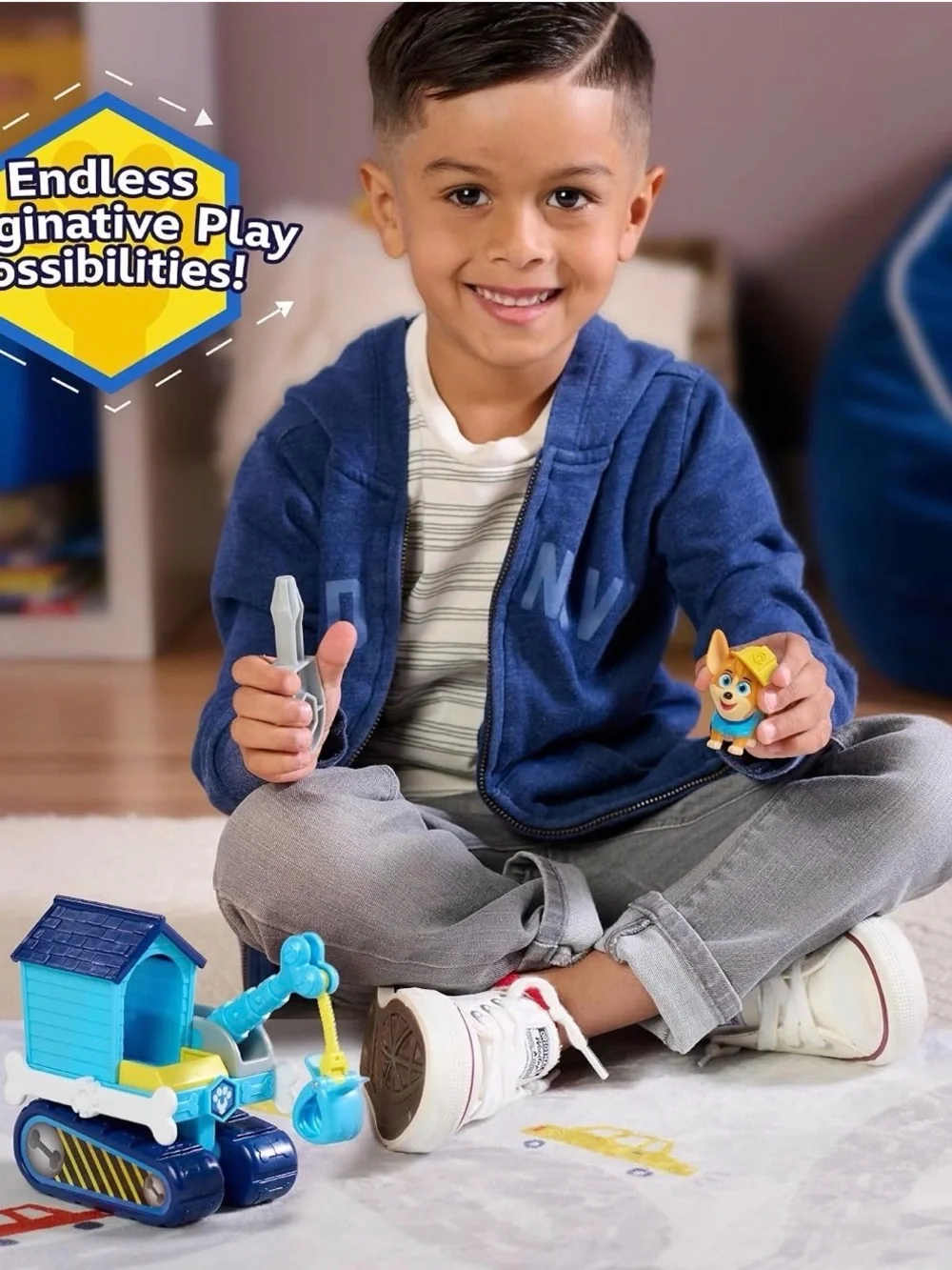 Disney Junior Pupstruction Phinny’s Crane 3-piece Figure and Vehicle Set. Blue